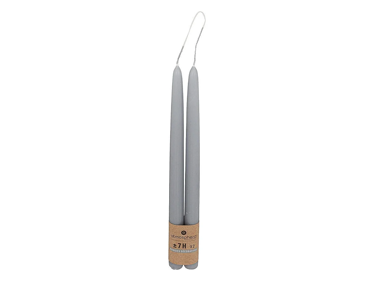 Lot de 2 Bougies Bâton "Hugo" 30cm Gris