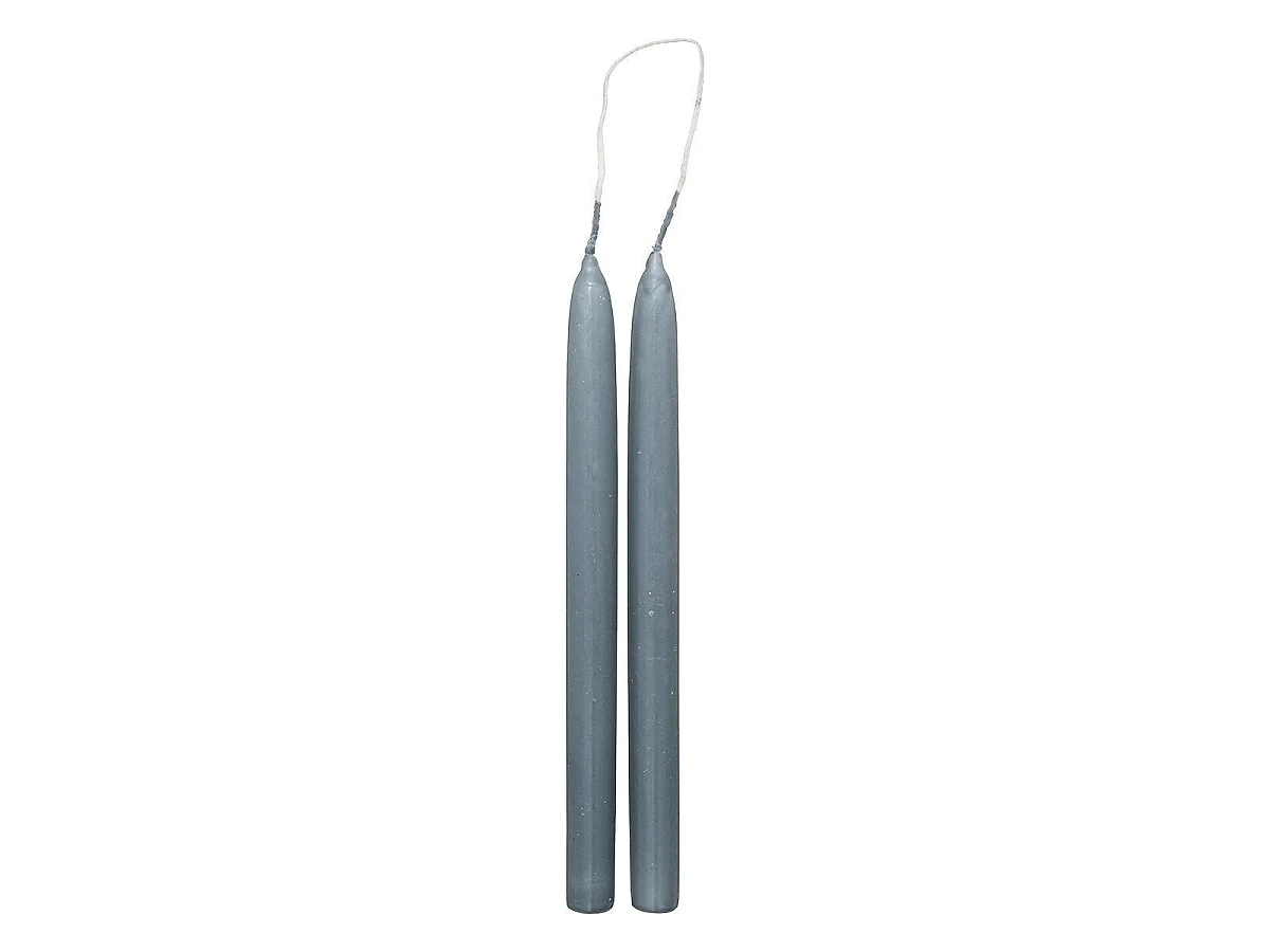 Lot de 2 Bougies Bâton "Hugo" 30cm Bleu Orage