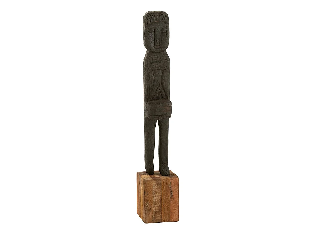 Statue Déco en Bois "Boro" 115cm Noir