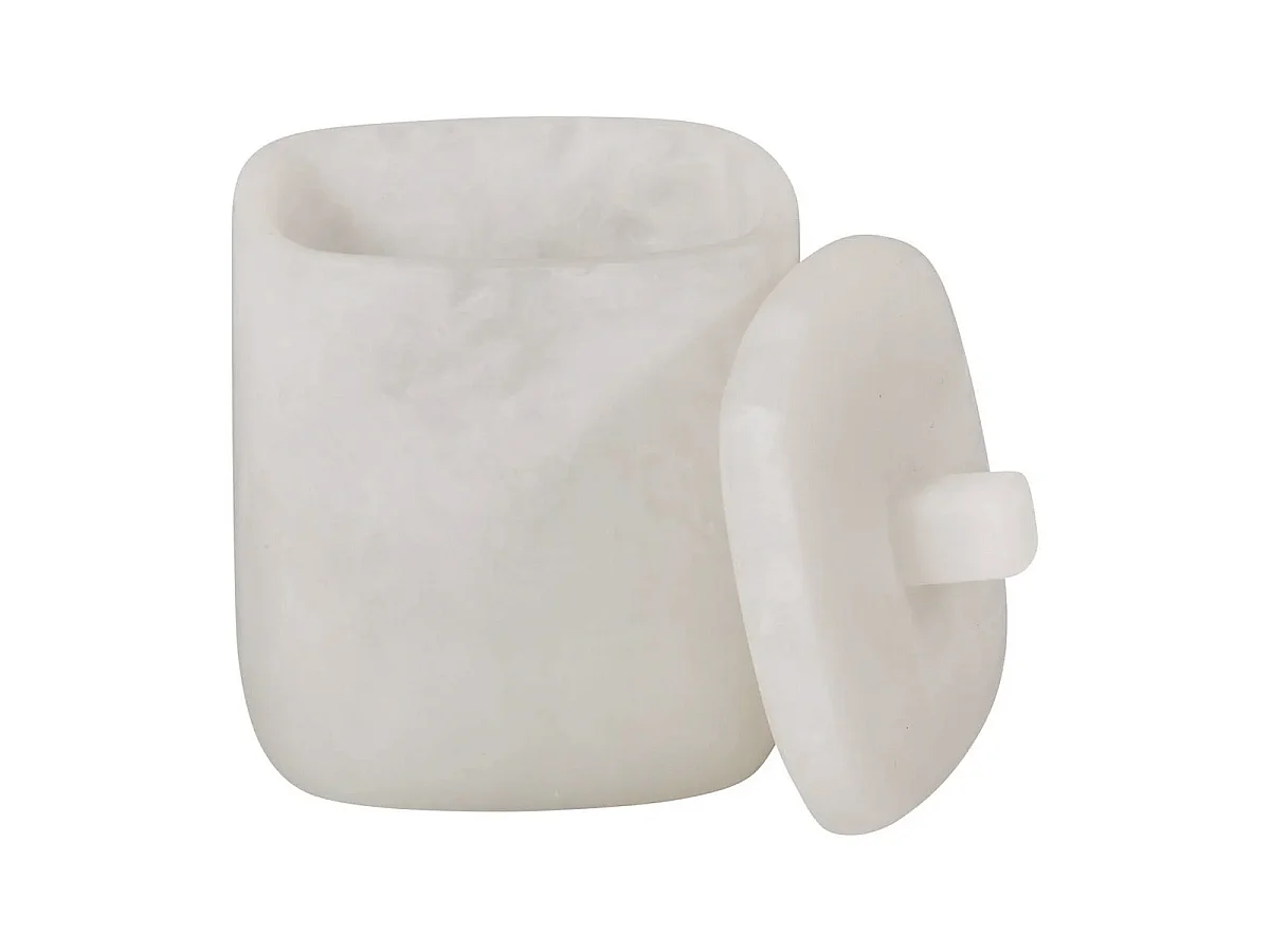 Pot à Cotons en Résine "Cloudy" 13cm Blanc