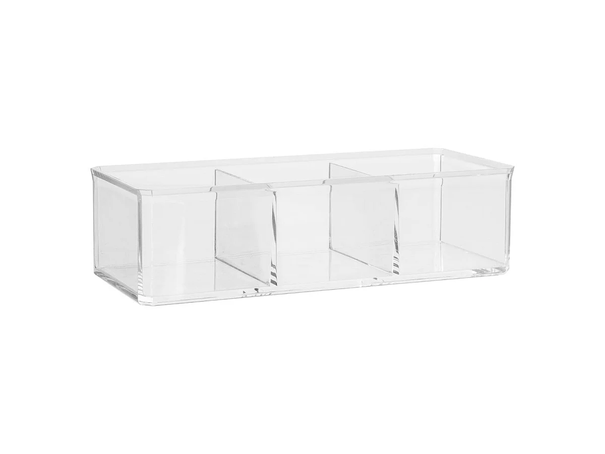 Boîte à Coton 3 Compartiments "Selena" 22cm Transparent