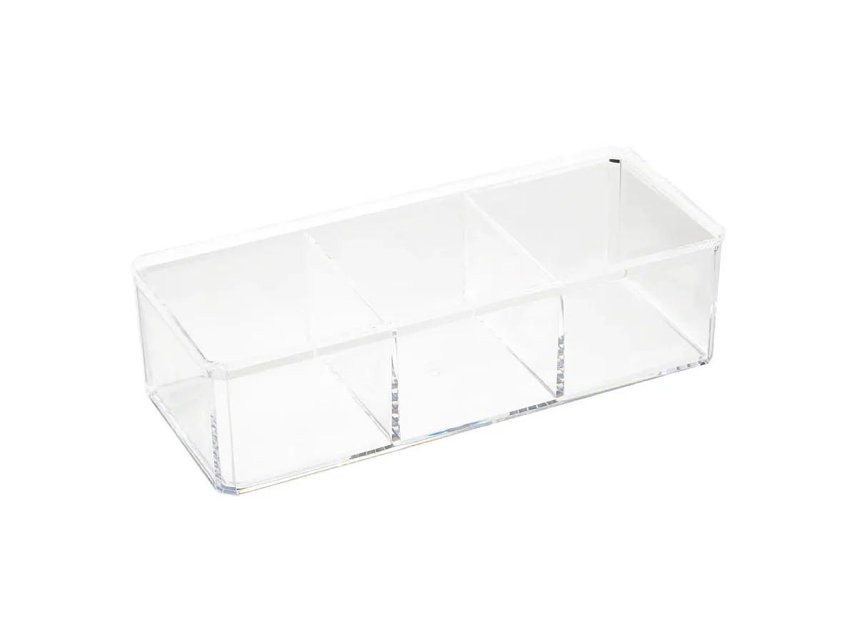 Boîte à Coton 3 Compartiments "Selena" 22cm Transparent