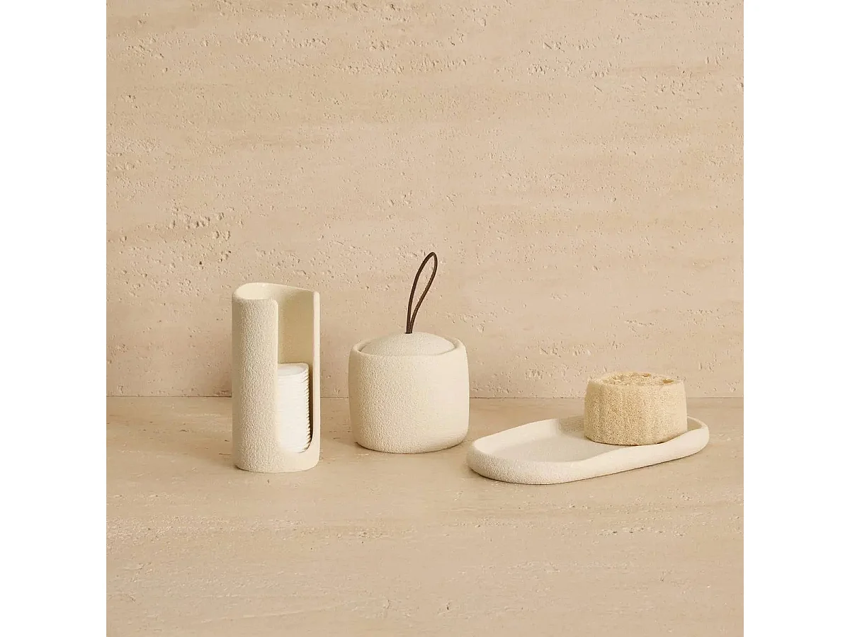 Distributeur de Coton "Olea" 15cm Beige
