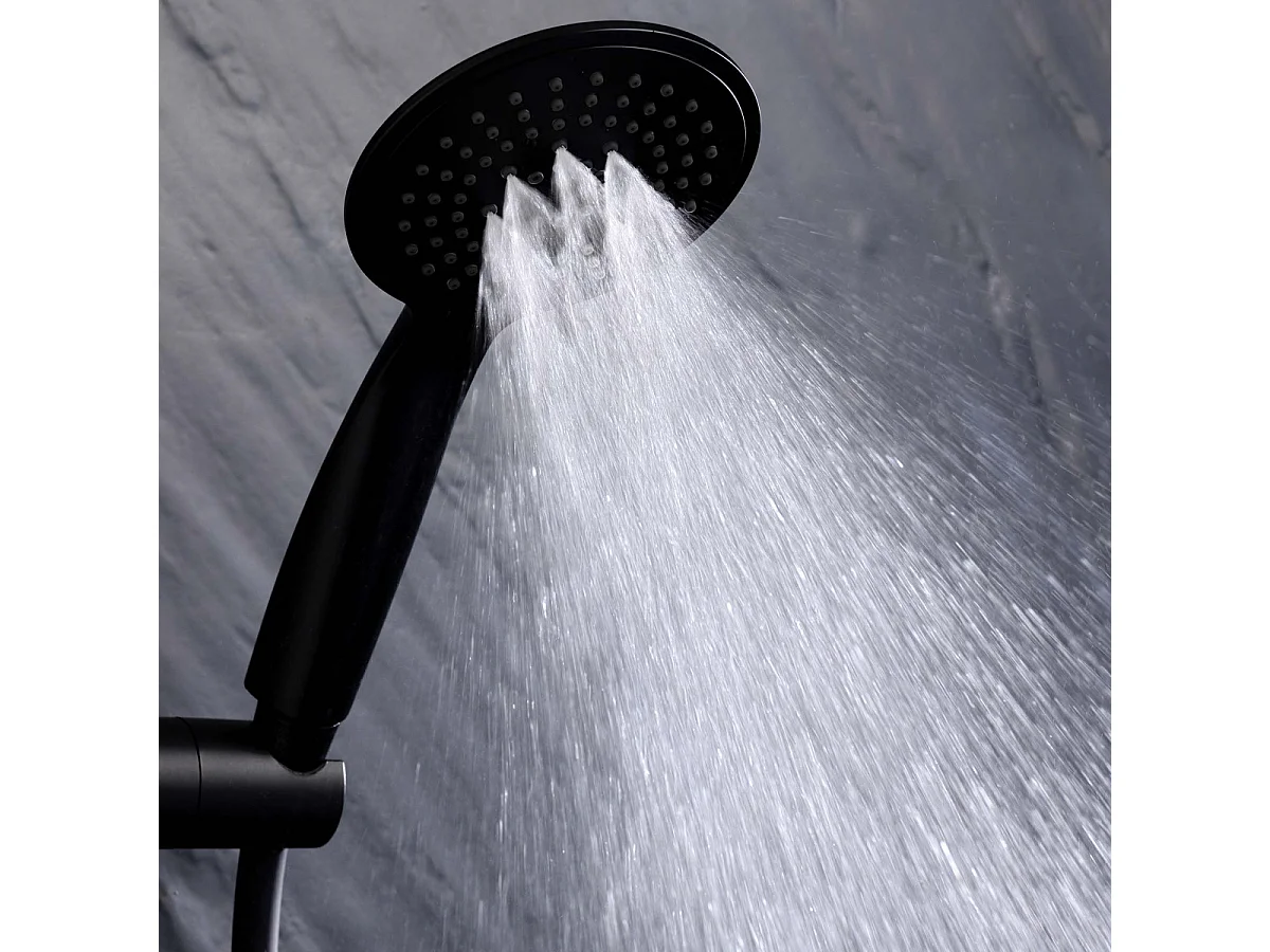 Ensemble Barre de Douche & Pommeau "5 Positions" 24cm Noir