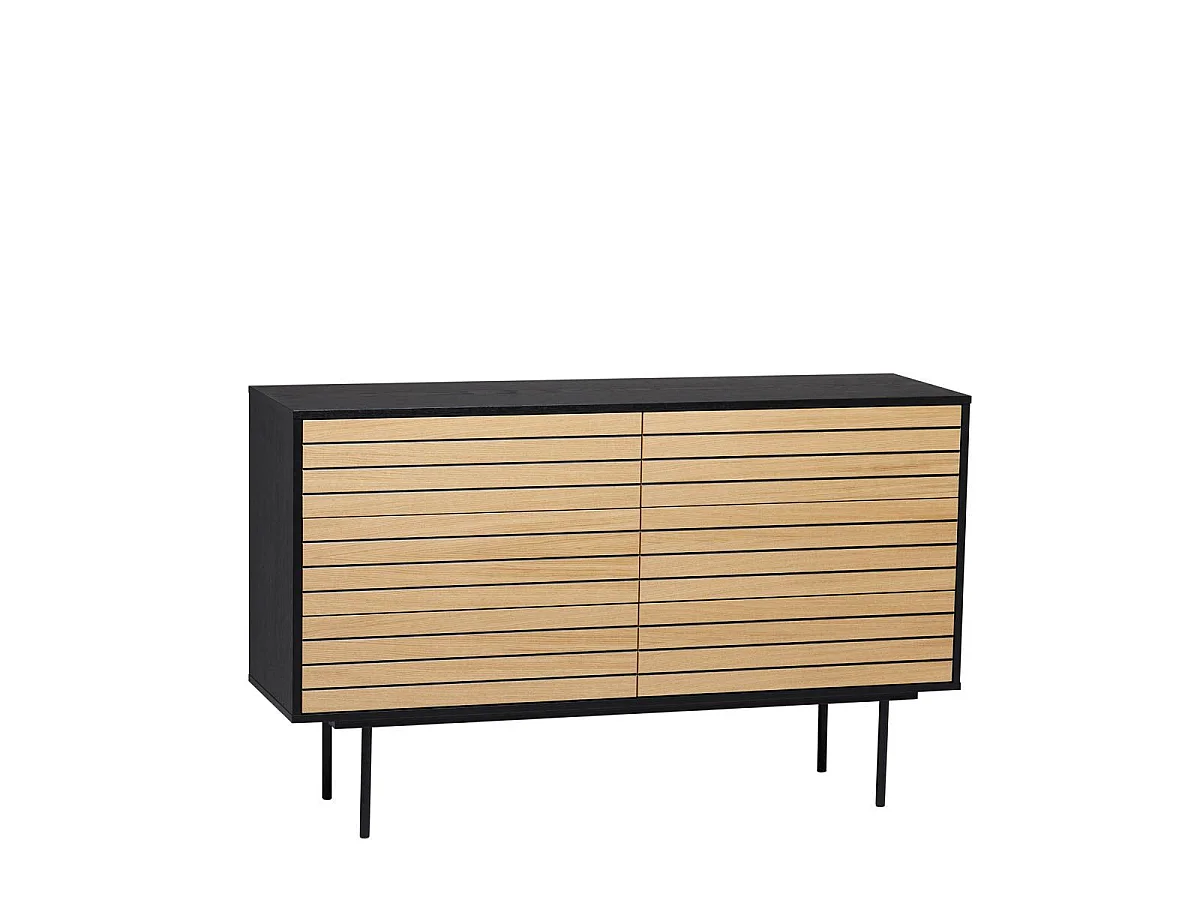 Commode Design "Stripe 6D" 140cm Chêne & Noir