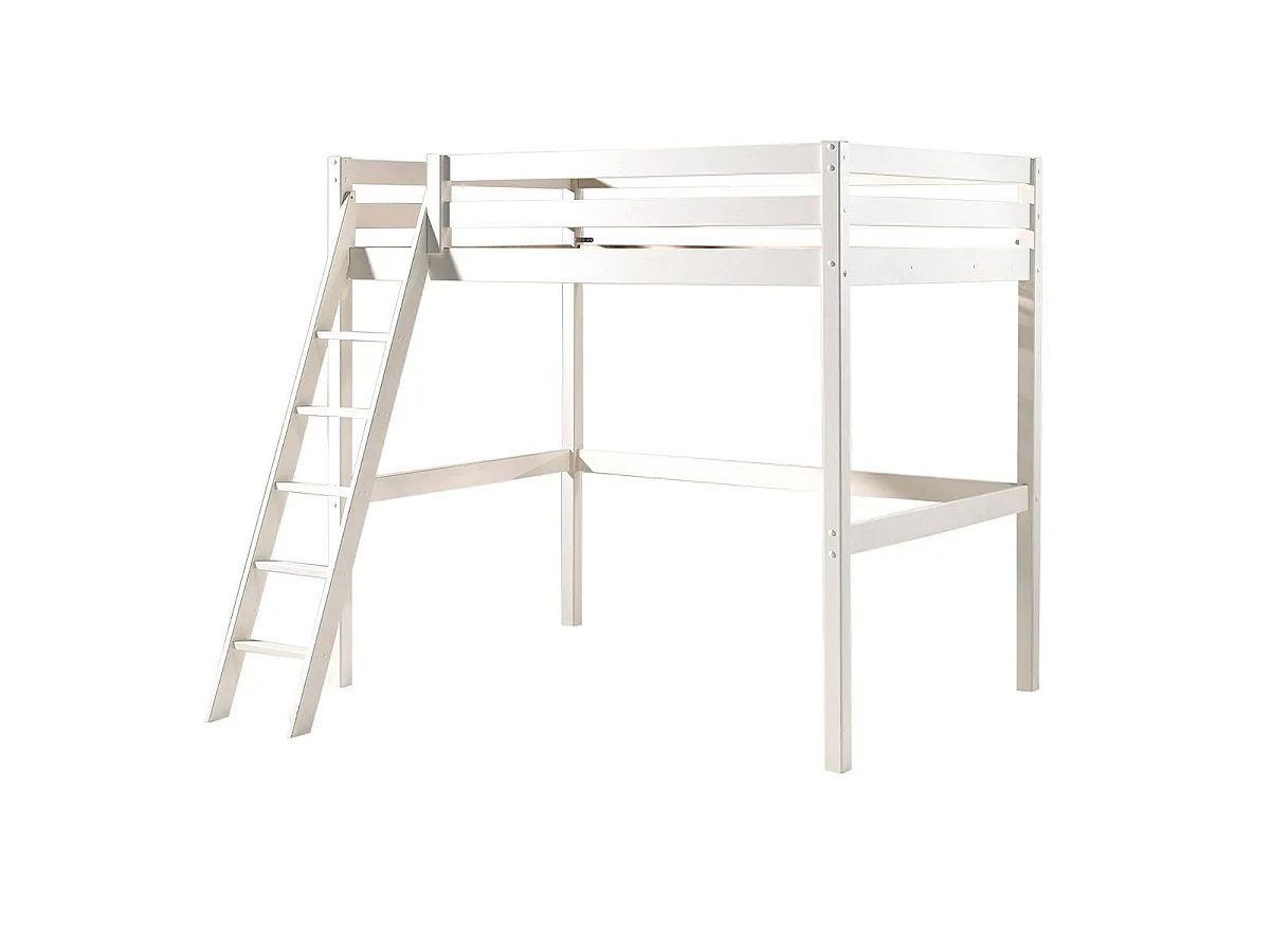 Pack - Lit Mezzanine Enfant, Commode & Fauteuil-Lit "Pino II" Blanc