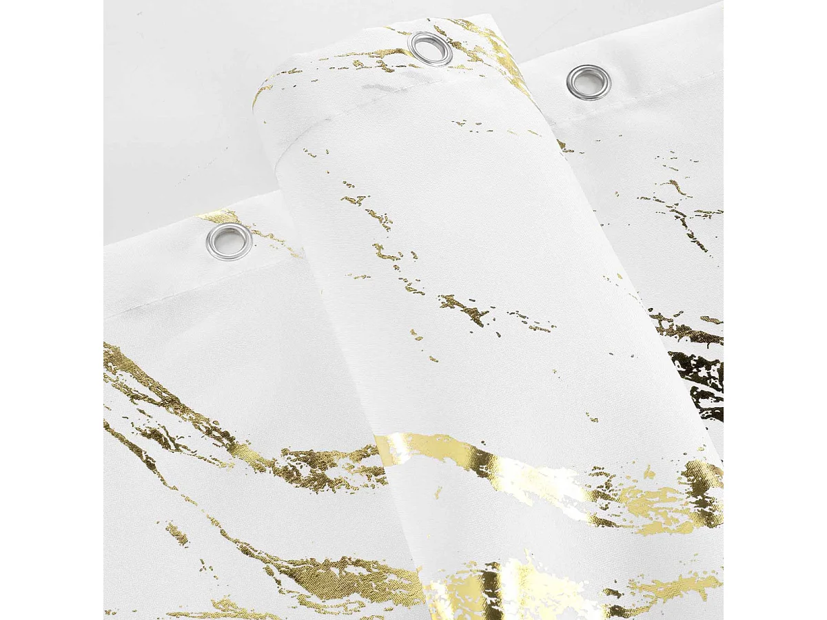 Rideau de Douche Imprimé "Aquamarbre" 180x200cm Blanc & Or