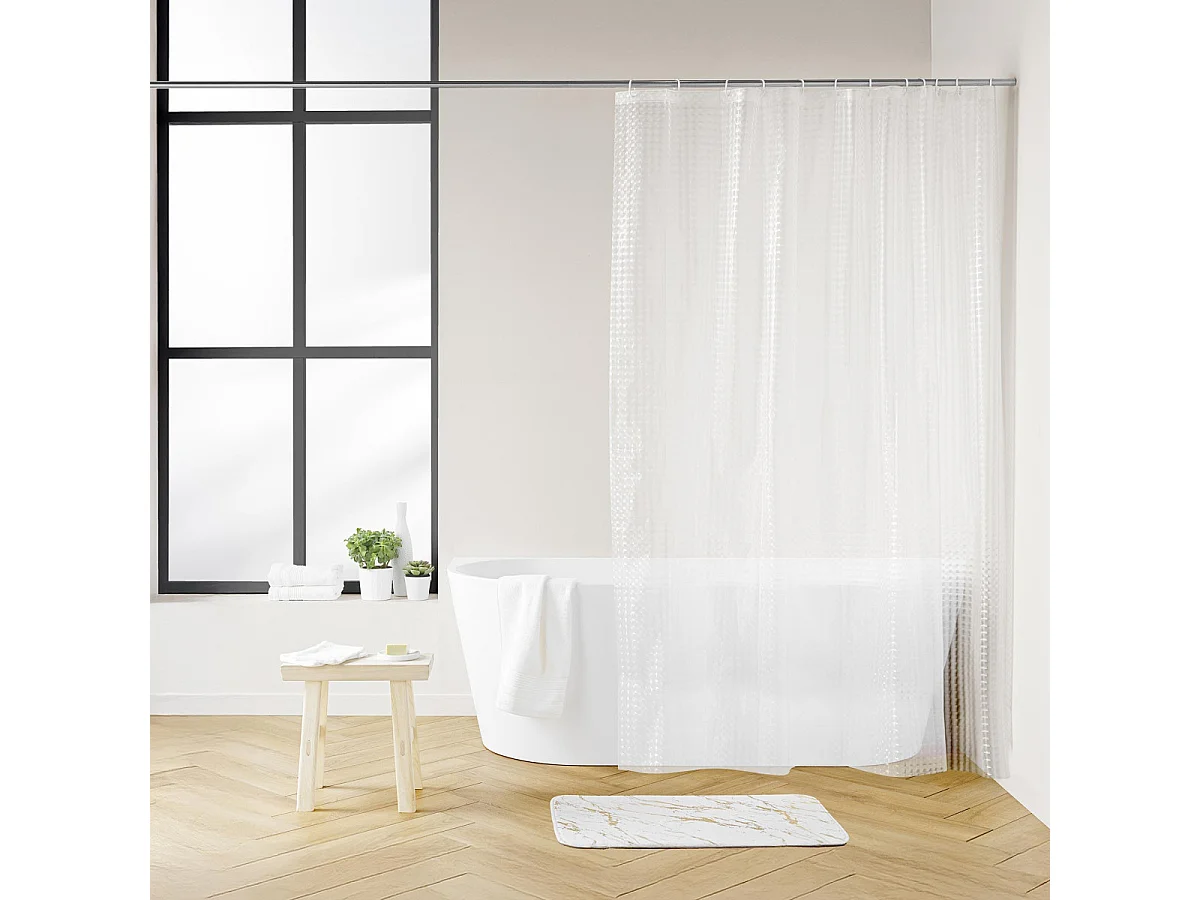 Rideau de Douche Effet 3D "Eva" 180x200cm Transparent