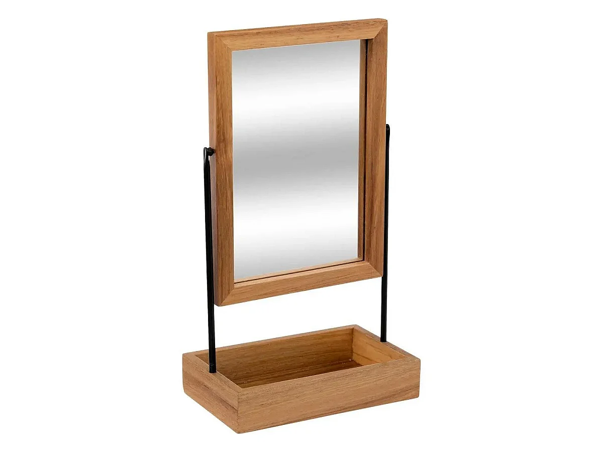 Miroir de Salle de Bain "Blackacia" 36cm Marron