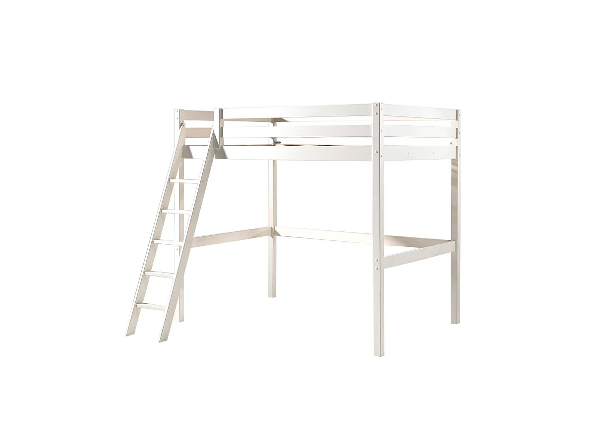 Pack - Lit Mezzanine, Lit Simple & Sommier "Pino" 140x200cm Blanc