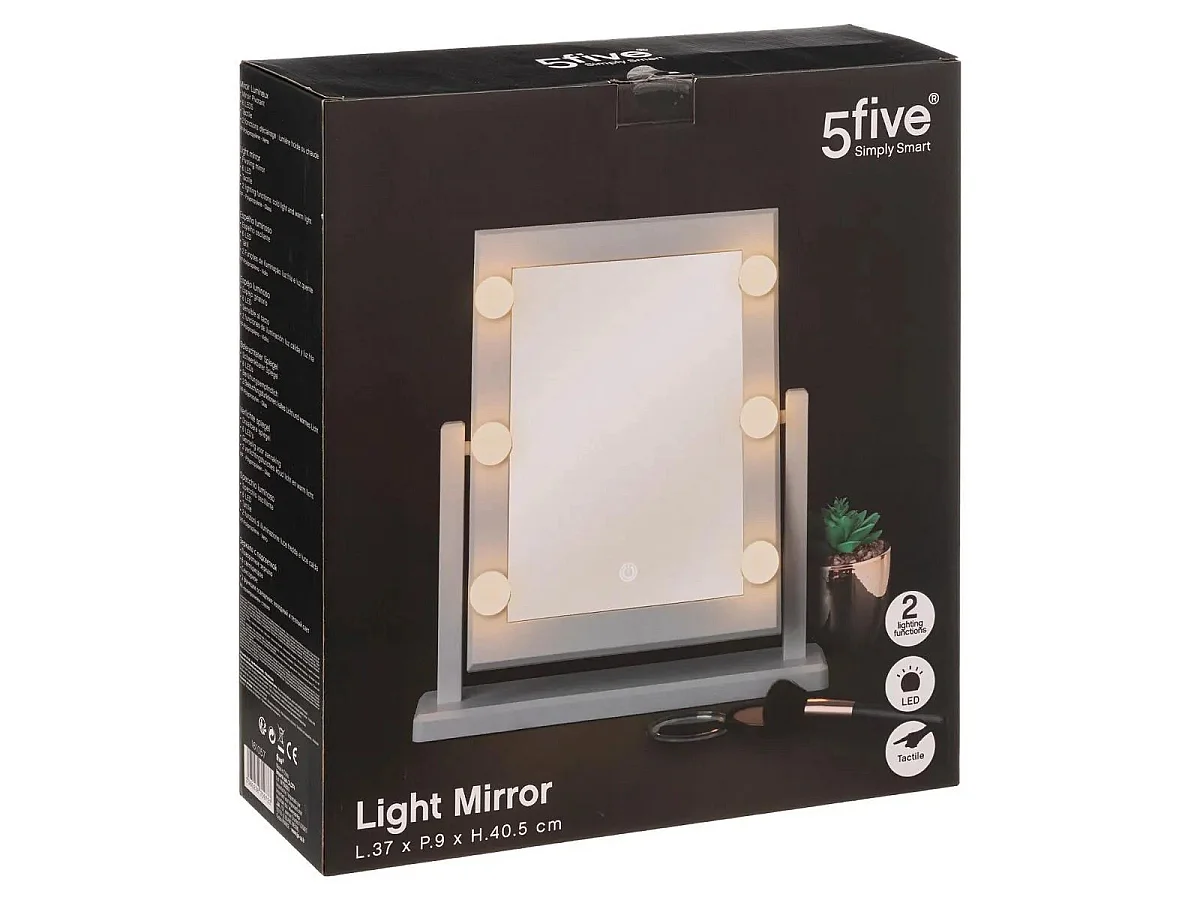 Miroir LED à Poser "Hollywood" 40cm Blanc