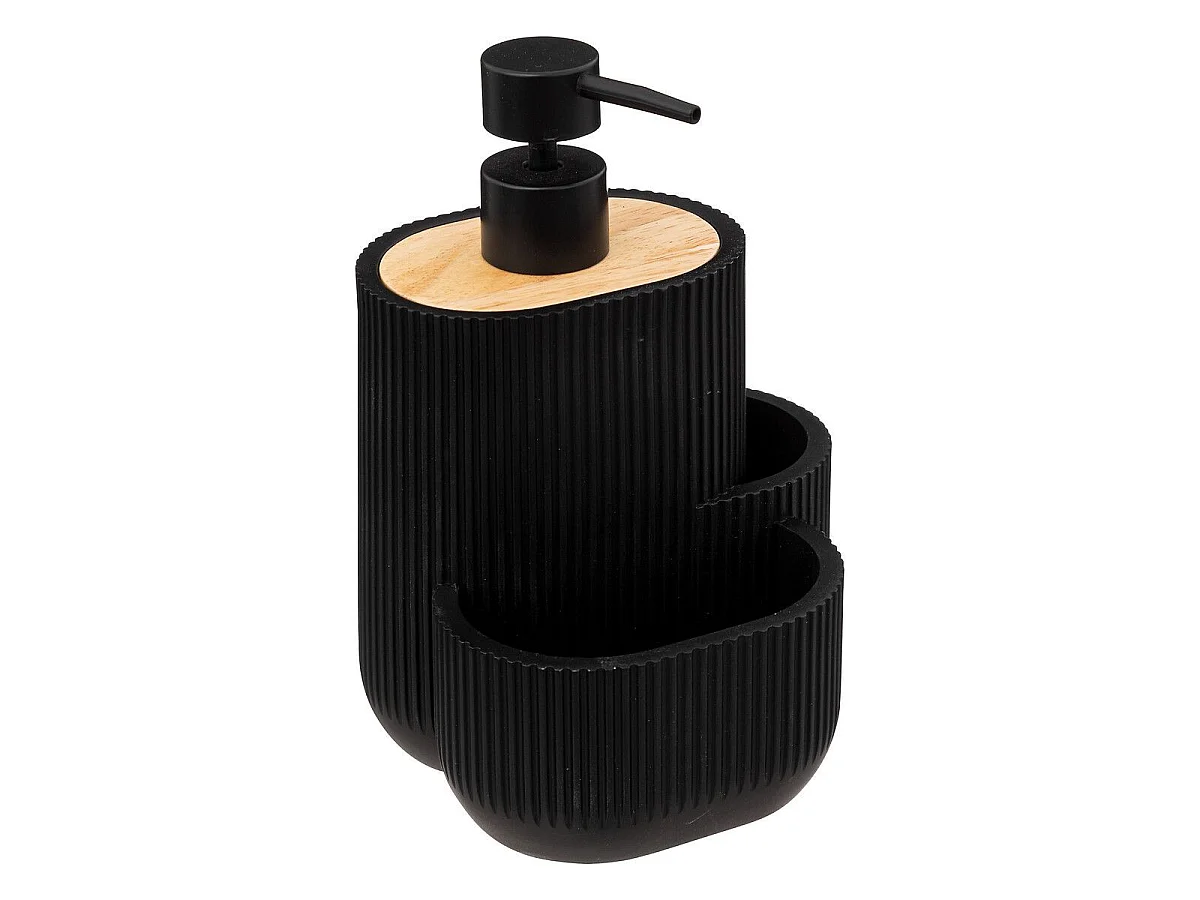 Distributeur de Savon & 2 Accessoires "Blackwood" 18cm Noir