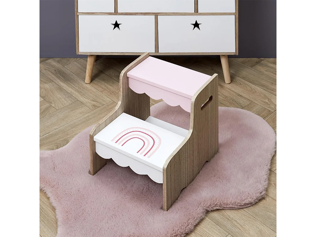 Marchepied pour Enfant "Fille" 33cm Rose & Blanc