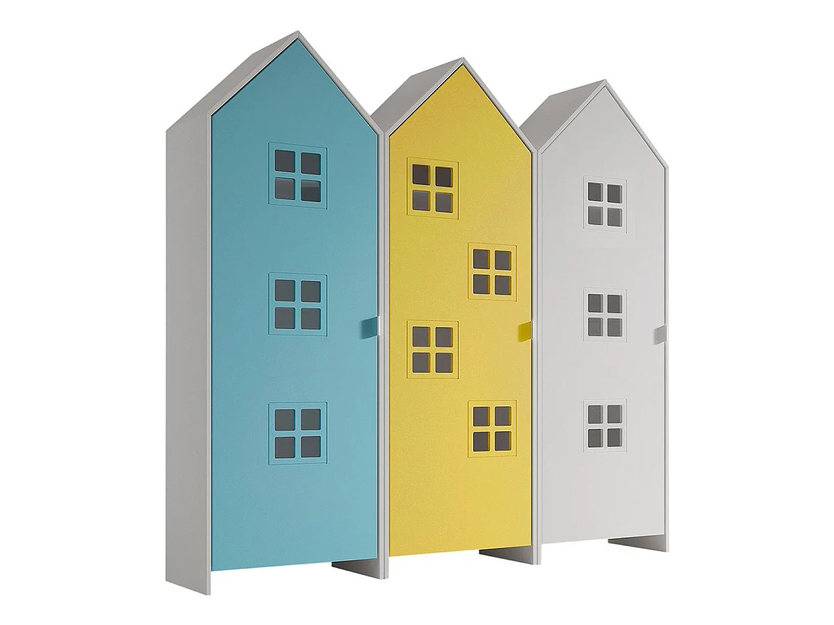 Pack - 3 Armoires Enfant "Casami Bruges" 171cm Bleu, Jaune & Blanc