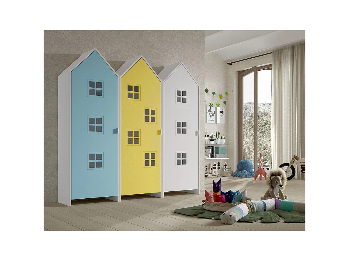 Pack - 3 Armoires Enfant "Casami Bruges" 171cm Bleu, Jaune & Blanc