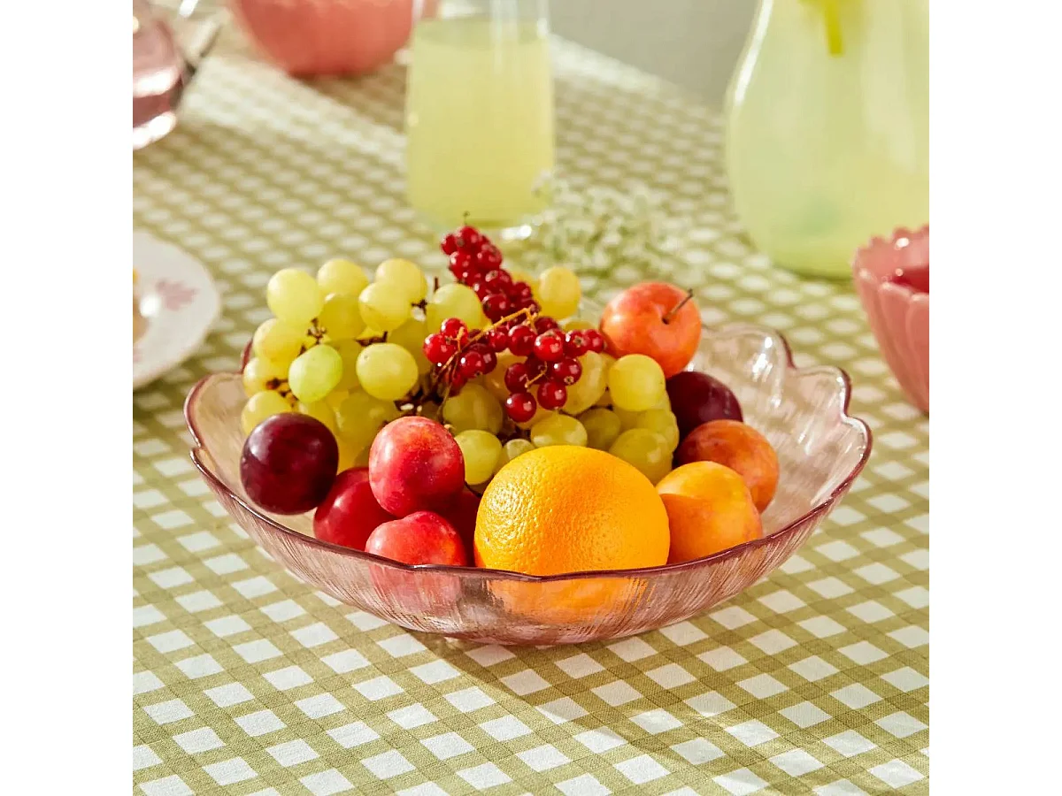 Saladier Design en Verre "Fleur" 26cm Rose