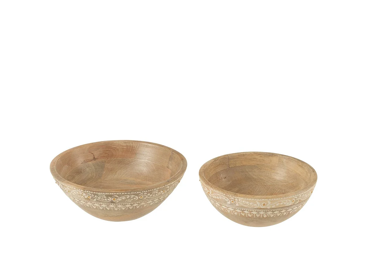 Lot de 2 Saladiers en Bois "Perle du Sahara" 25cm Naturel