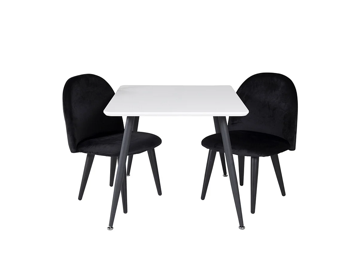 Table Enfant & 2 Chaises "Polar" 80cm Blanc & Noir