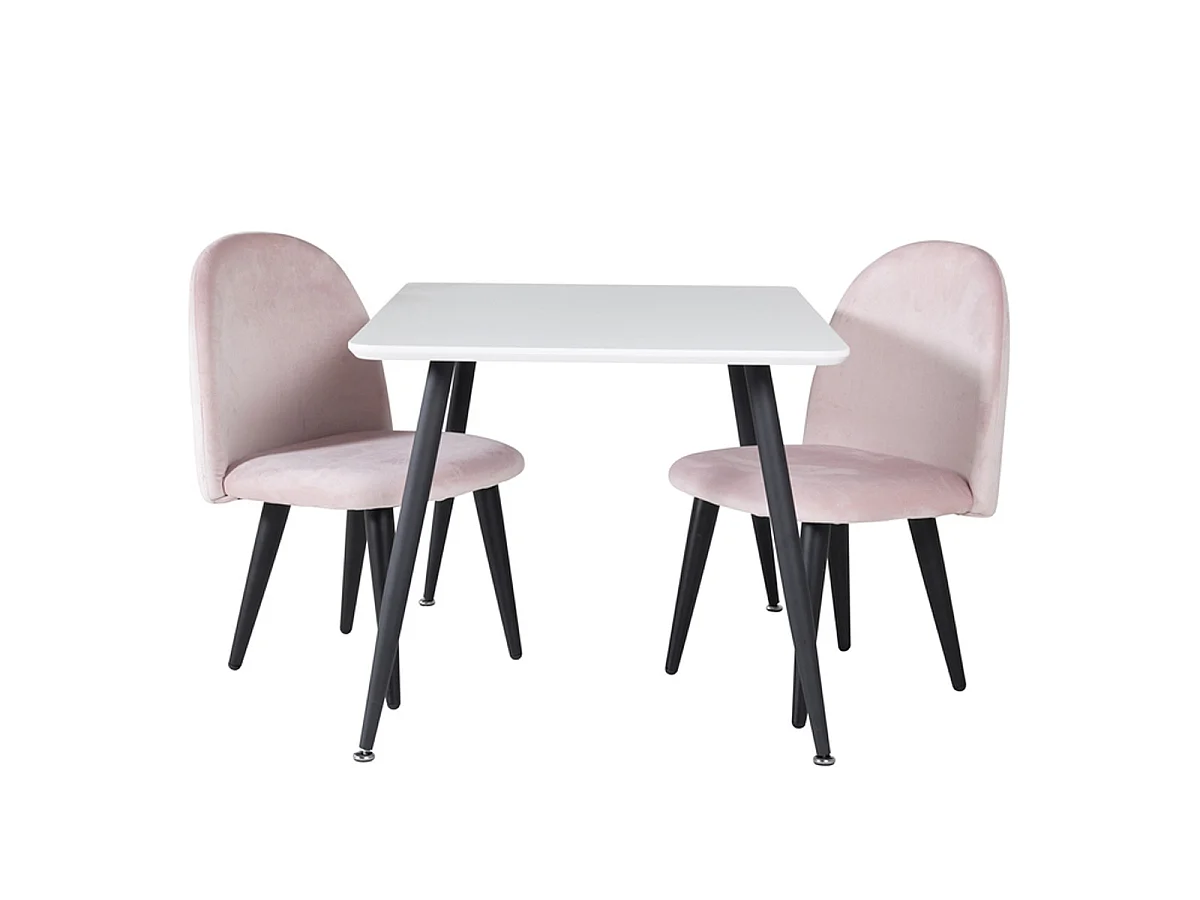 Table Enfant & 2 Chaises "Polar" 80cm Blanc & Rose