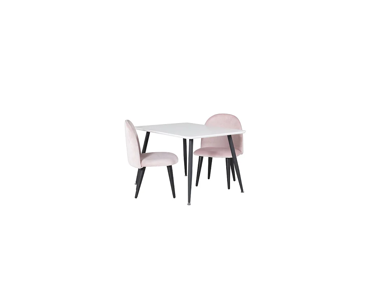 Table Enfant & 2 Chaises "Polar" 80cm Blanc & Rose