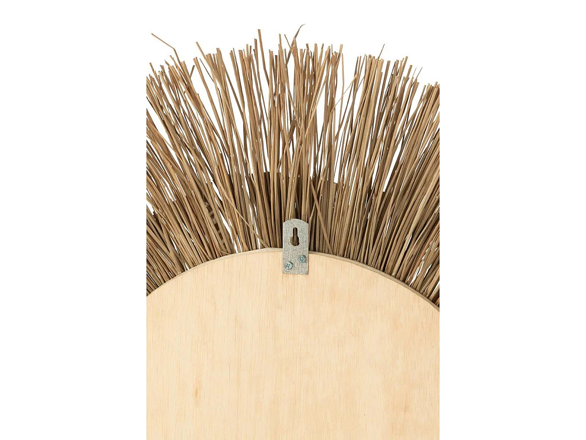 Miroir Mural Déco Paille "Mélissa" 101cm Naturel & Blanc