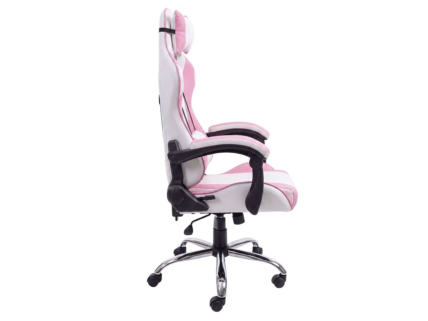 Cadeira Gamer Legend Rosa e Branca com Almofada Lombar Reclinável