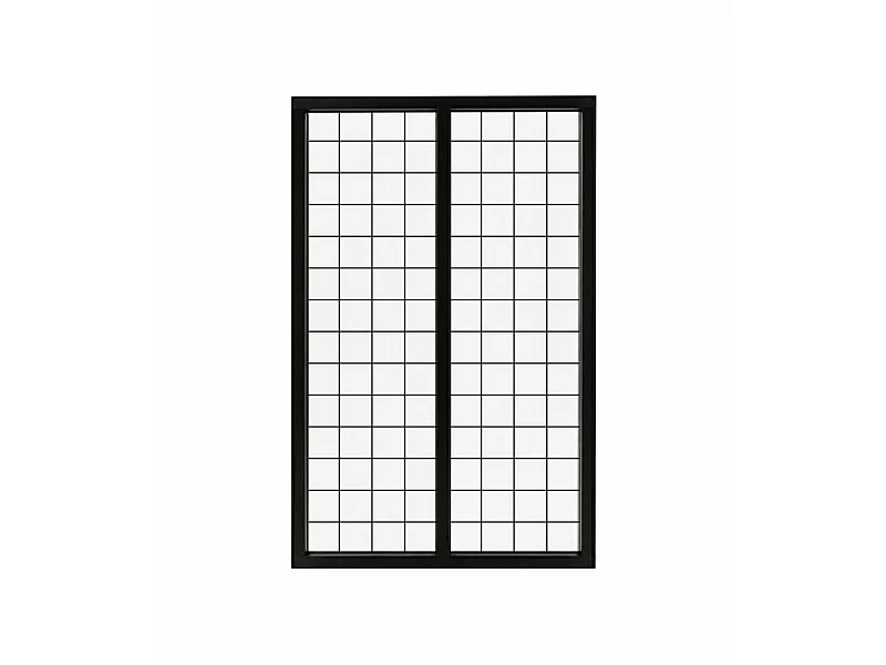 Verrière atelier intérieure aluminium noir 2 vitrages 69 x 117 cm - Décor géométrique - Damier - noir et transparent - Verre trempé