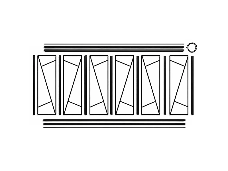 Verrière atelier intérieure aluminium noir 6 vitrages 201 x 117 cm - Décor art déco - Prisme - noir et transparent - Verre trempé