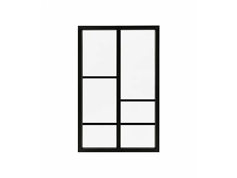 Verrière atelier intérieure aluminium noir 2 vitrages 69 x 117 cm - Décor géométrique - Horizon - noir et transparent - Verre trempé