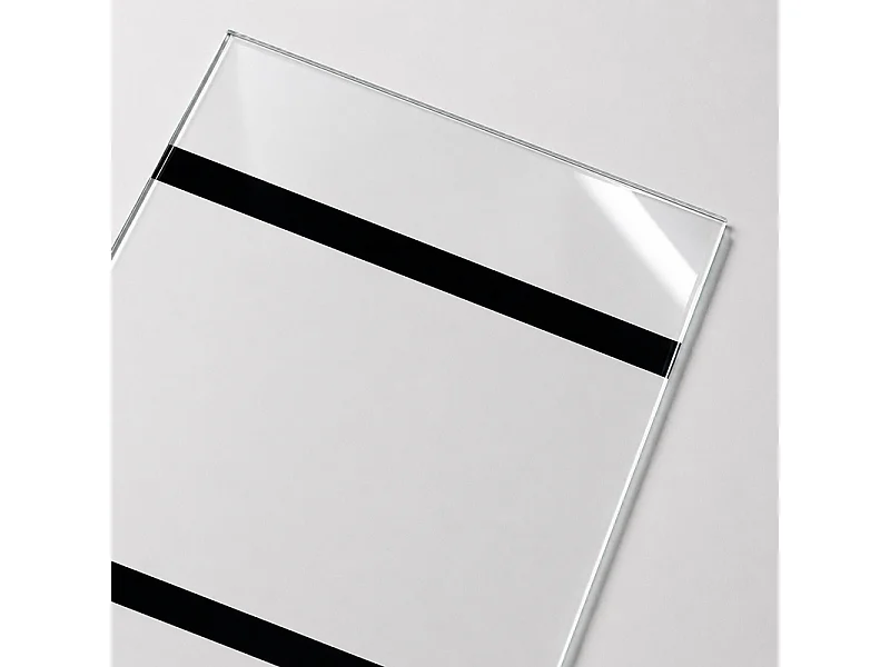 Verrière atelier intérieure aluminium noir 2 vitrages 69 x 117 cm - Décor géométrique - Horizon - noir et transparent - Verre trempé