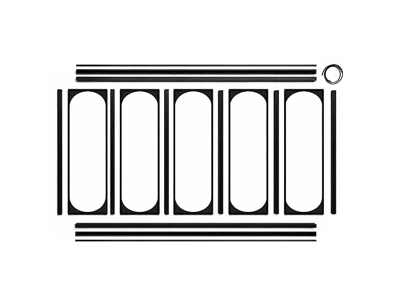 Verrière atelier intérieure aluminium noir 5 vitrages 168 x 117 cm - Décor art déco - Totem - noir et transparent - Verre trempé