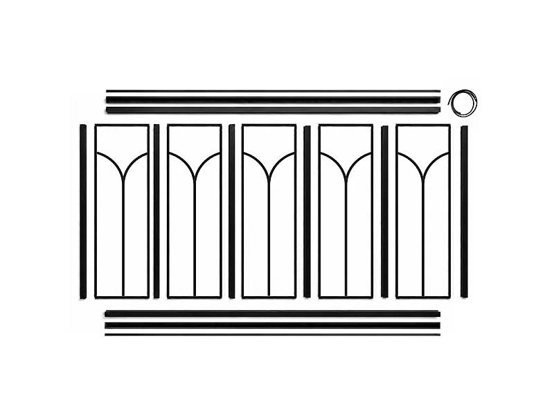 Verrière atelier intérieure aluminium noir 5 vitrages 168 x 117 cm - Décor art déco - Arcade - noir et transparent - Verre trempé