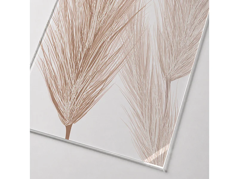 Verrière atelier intérieure aluminium noir 6 vitrages 201 x 117 cm - Décor végétal - Pampa - ocre et transparent - Verre trempé