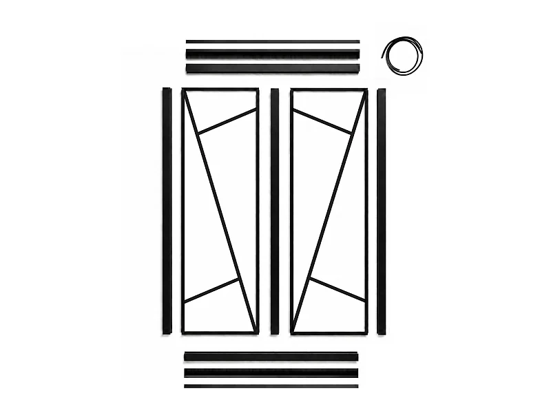 Verrière atelier intérieure aluminium noir 2 vitrages 69 x 117 cm - Décor art déco - Prisme - noir et transparent - Verre trempé