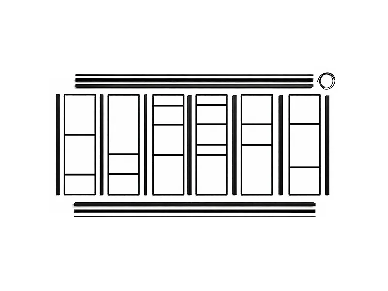 Verrière atelier intérieure aluminium noir 6 vitrages 201 x 117 cm - Décor géométrique - Horizon - noir et transparent - Verre trempé