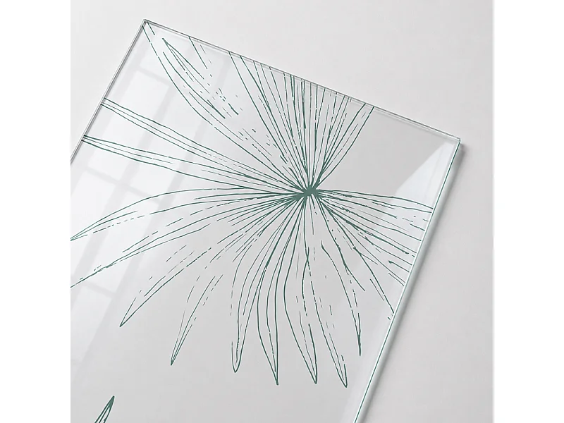 Verrière atelier intérieure aluminium noir 3 vitrages 102 x 117 cm - Décor végétal - Lamnar Vert - vert et transparent - Verre trempé
