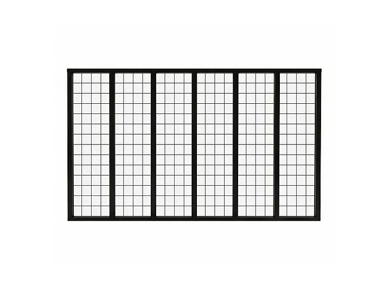 Verrière atelier intérieure aluminium noir 6 vitrages 201 x 117 cm - Décor géométrique - Damier - noir et transparent - Verre trempé