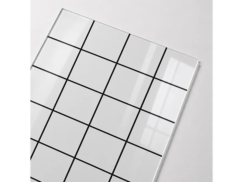 Verrière atelier intérieure aluminium noir 6 vitrages 201 x 117 cm - Décor géométrique - Damier - noir et transparent - Verre trempé