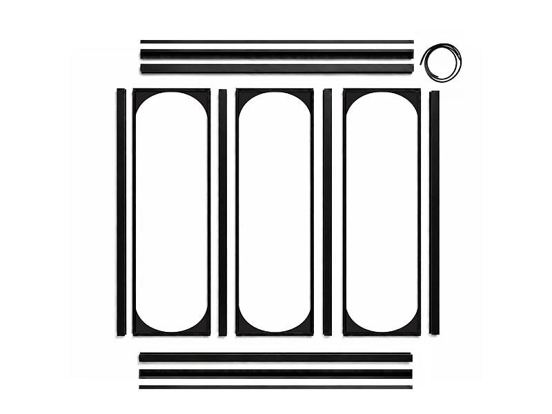 Verrière atelier intérieure aluminium noir 3 vitrages 102 x 117 cm - Décor art déco - Totem - noir et transparent - Verre trempé