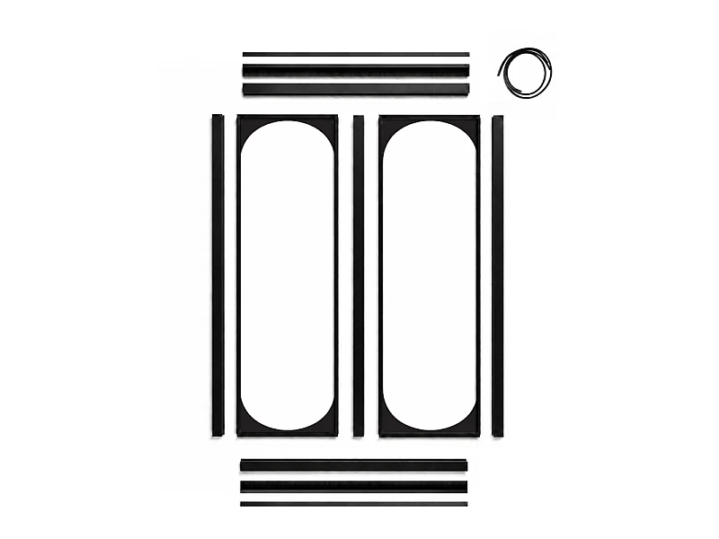 Verrière atelier intérieure aluminium noir 2 vitrages 69 x 117 cm - Décor art déco - Totem - noir et transparent - Verre trempé