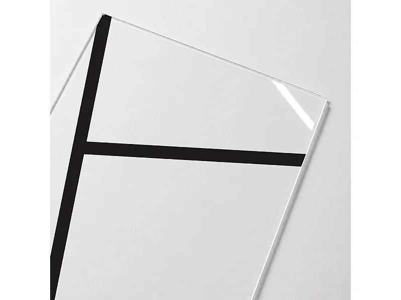 Verrière atelier intérieure aluminium noir 3 vitrages 102 x 117 cm - Décor art déco - Prisme - noir et transparent - Verre trempé