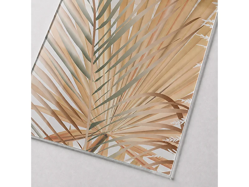 Verrière atelier intérieure aluminium noir 6 vitrages 201 x 117 cm - Décor végétal - Gaïa - beige et transparent - Verre trempé