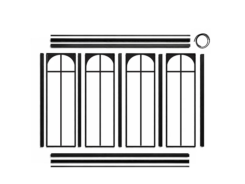 Verrière atelier intérieure aluminium noir 4 vitrages 135 x 117 cm - Décor art déco - Empire - noir et transparent - Verre trempé
