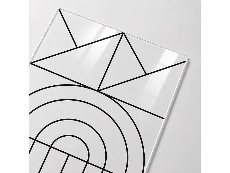 Verrière atelier intérieure aluminium noir 2 vitrages 69 x 117 cm - Décor géométrique - Kaléido - noir et transparent - Verre trempé