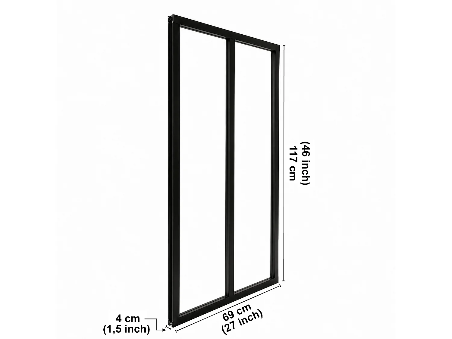 Verrière atelier intérieure aluminium noir 2 vitrages 69 x 117 cm - Décor végétal - Gaïa - beige et transparent - Verre trempé