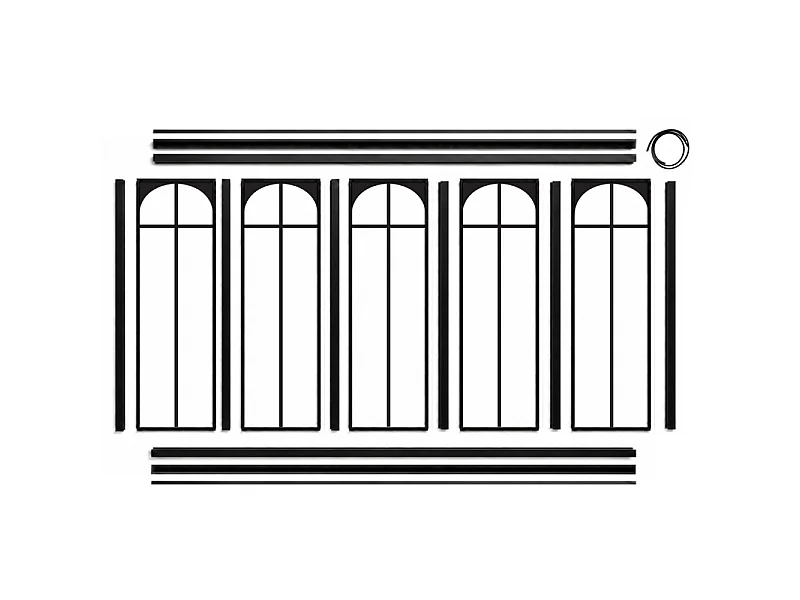 Verrière atelier intérieure aluminium noir 5 vitrages 168 x 117 cm - Décor art déco - Empire - noir et transparent - Verre trempé