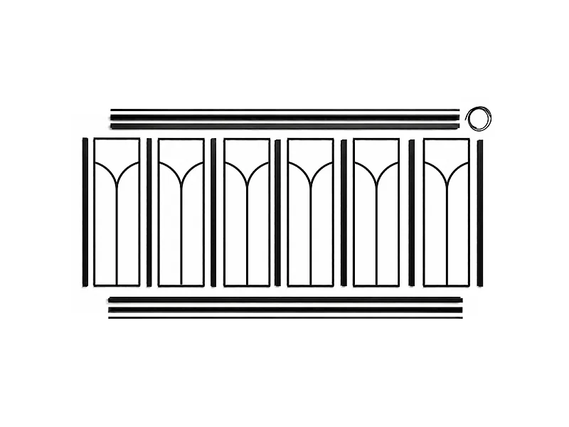 Verrière atelier intérieure aluminium noir 6 vitrages 201 x 117 cm - Décor art déco - Arcade - noir et transparent - Verre trempé