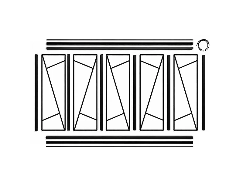 Verrière atelier intérieure aluminium noir 5 vitrages 168 x 117 cm - Décor art déco - Prisme - noir et transparent - Verre trempé
