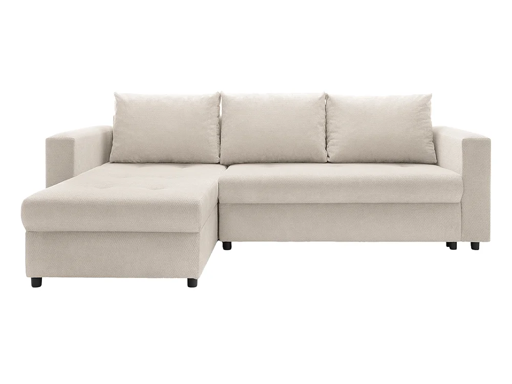 Canapé d'angle 3 places avec coffre en tissu beige 240x70x150 cm