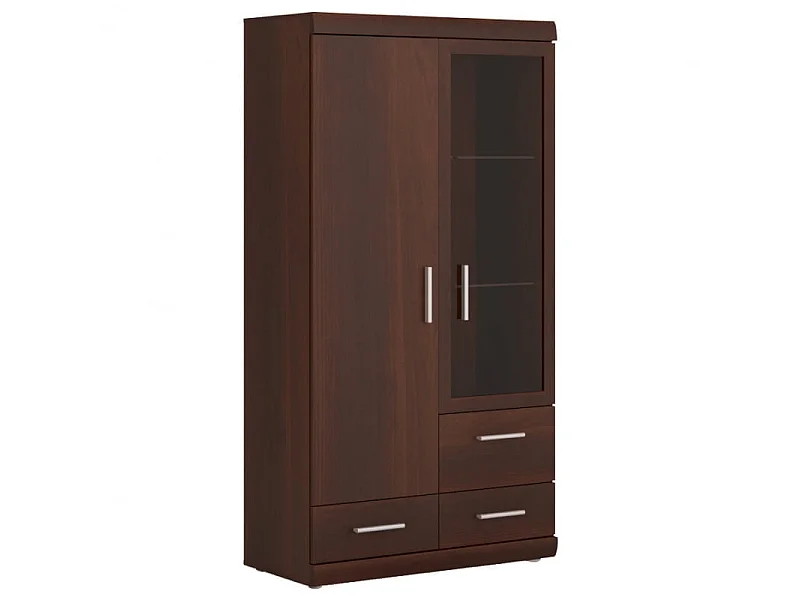 Vitrine Imperial 80x152x38cm - 2 portes - 3 tiroirs - salon salle à manger - noyer